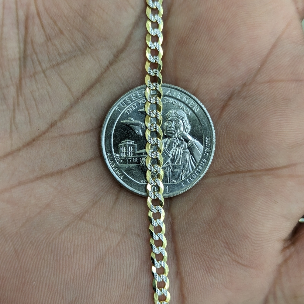 10kt Real Solid Gold Cuban Diamond Cut Chain 3.6mm 22 inch - Picture 10 of 12